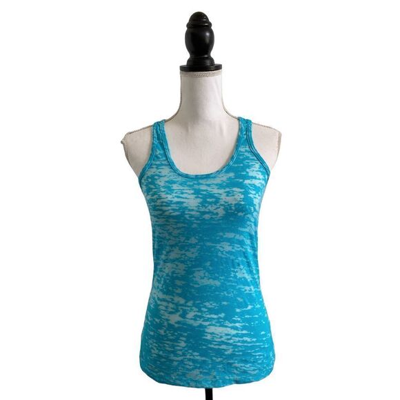 Next Level Apparel Ladies Burnout Racerback Bright Blue & White Size Small - Picture 2 of 4